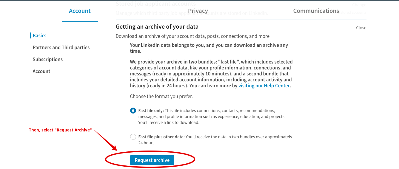 request archive