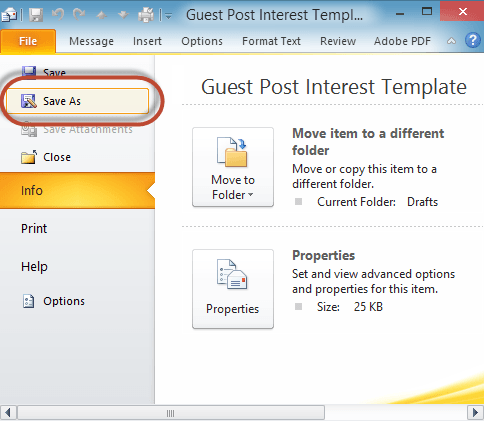 how to use outlook email template