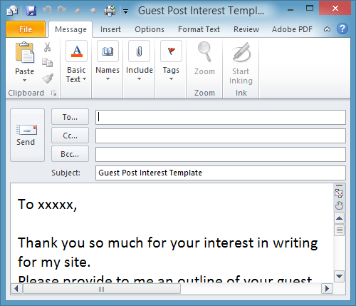 microsoft outlook email template