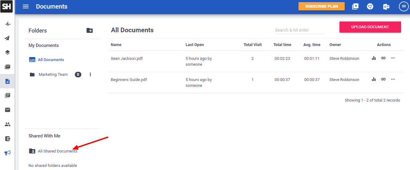 new document tracking shared documents