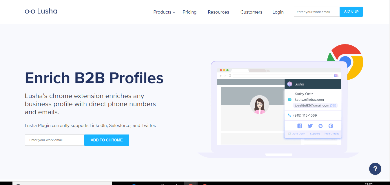 Lusha chrome extension