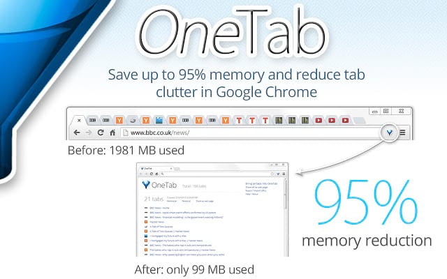 One Tab chrome extension