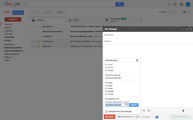Boomerang chrome extension