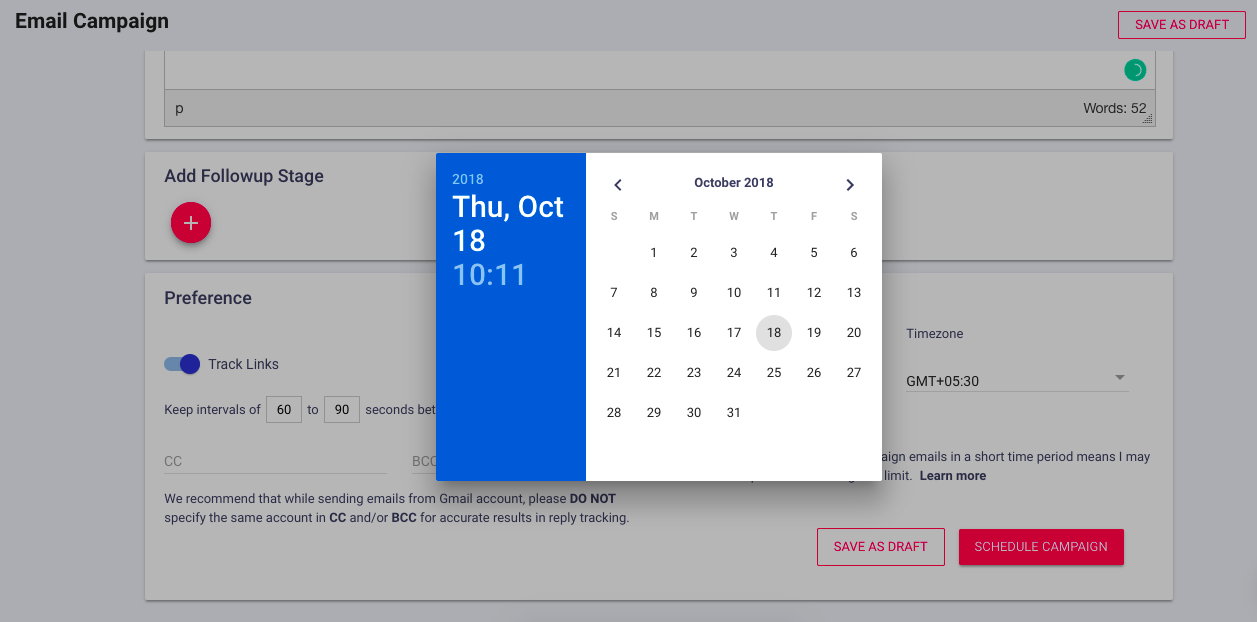 Schedule your email campaign
